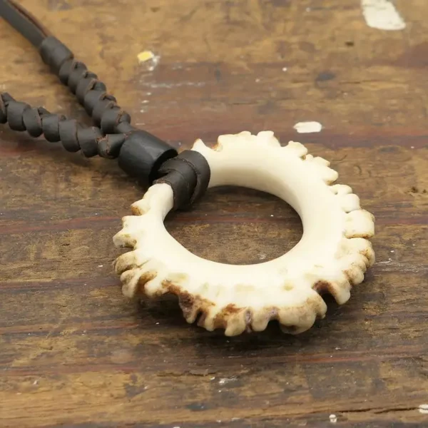 Antler Burr Leather Necklace