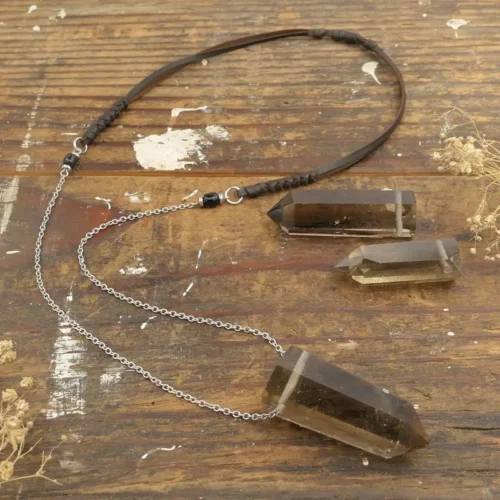 Natural Smoky Point Necklace - 30 Inches Long