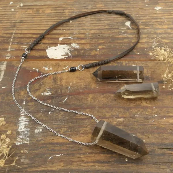 Natural Smoky Point Necklace - 30 Inches Long