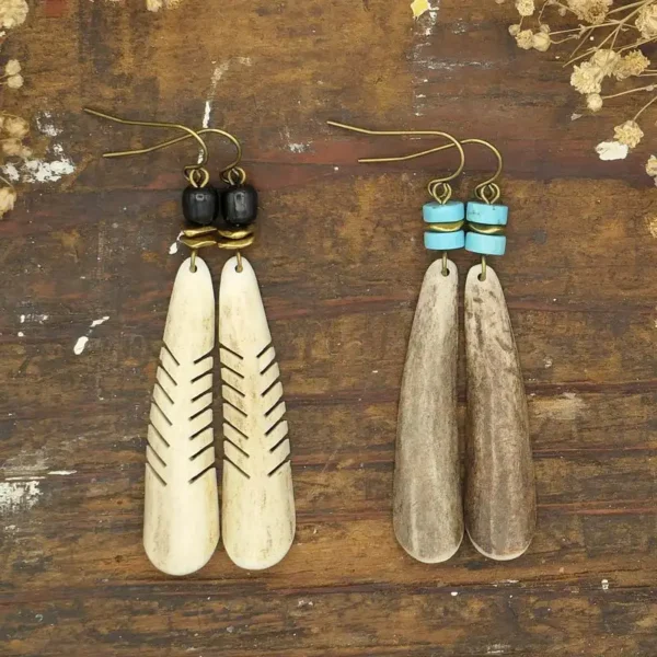 Antler Tip Long Dangle Earrings