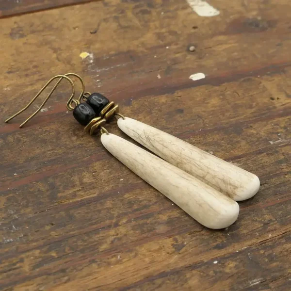 Antler Tip Long Dangle Earrings