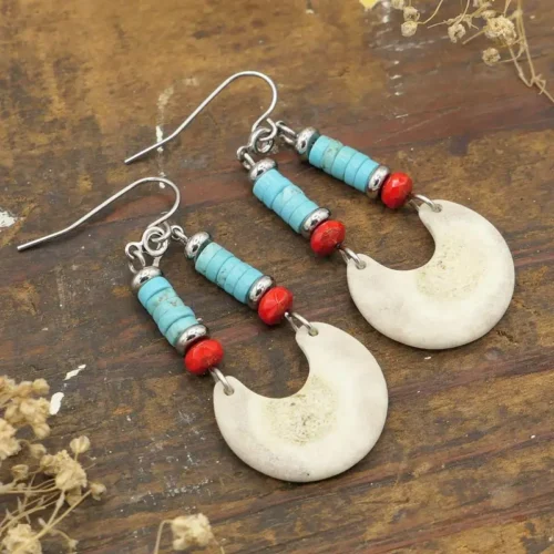 antler turquoise dangle earrings