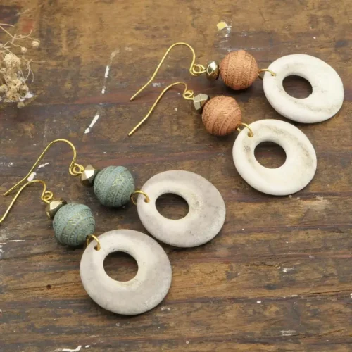 round antler dangle earrings
