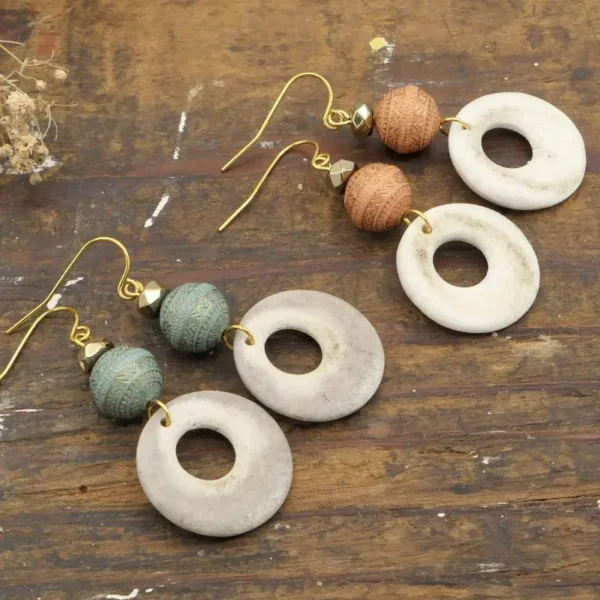 round antler dangle earrings