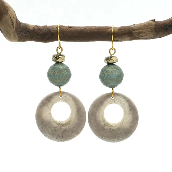 Round Antler Open Circle Earrings