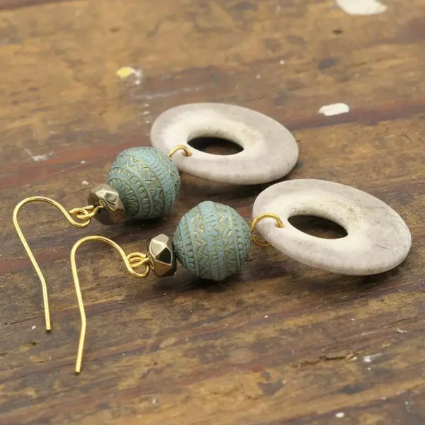 Round Antler Open Circle Earrings
