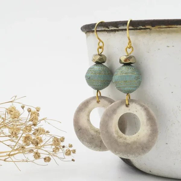 Round Antler Open Circle Earrings