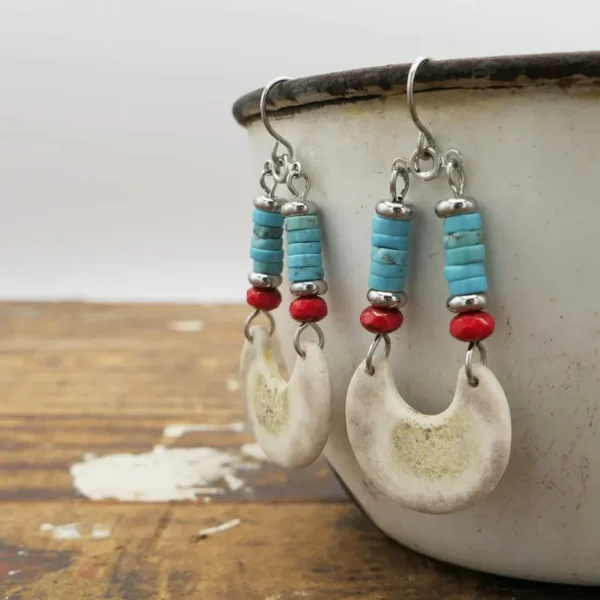 Antler Turquoise Dangle Earrings