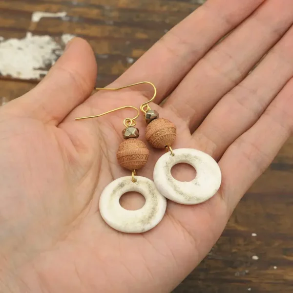 Round Antler Open Circle Earrings