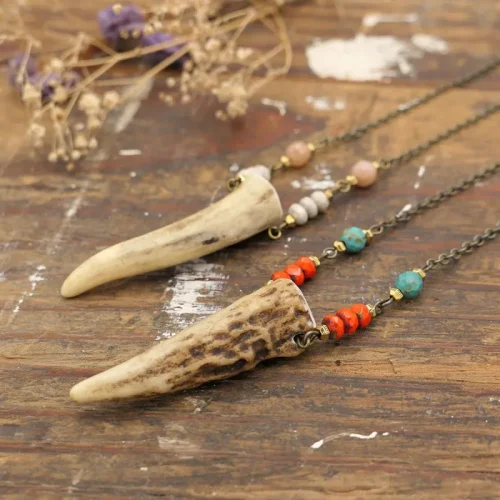 antler tip necklace pendant