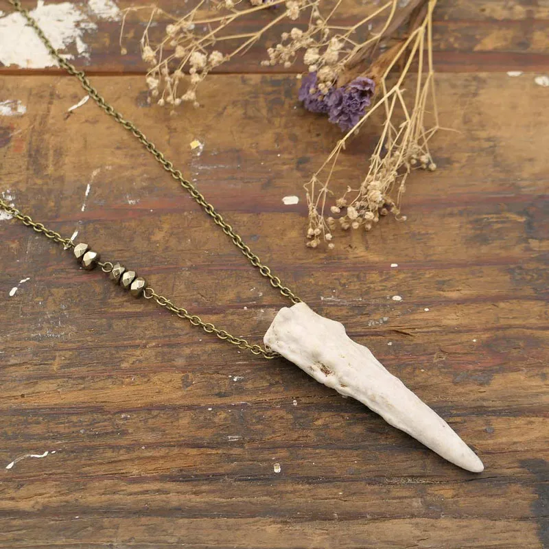 Antler Tip Necklace with Beads