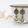 Antler Cube Filigree Disk Earrings