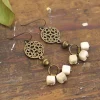Antler Cube Filigree Disk Earrings