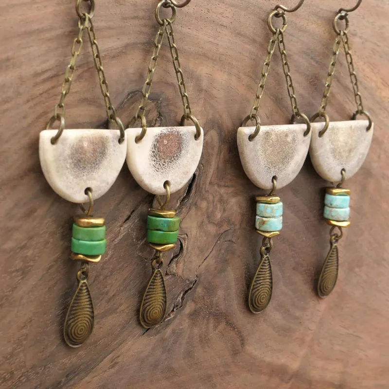 Antler Turquoise Chain Earrings