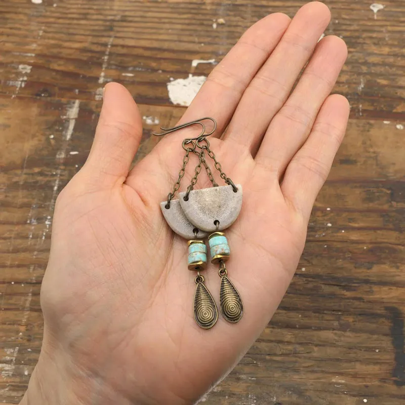 Antler Turquoise Chain Earrings