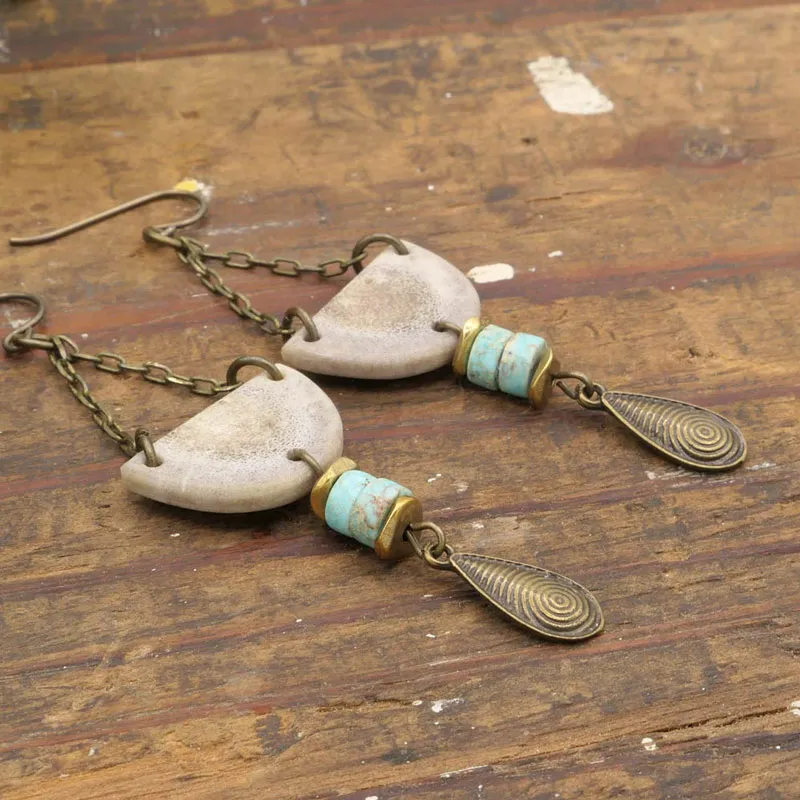Antler Turquoise Chain Earrings
