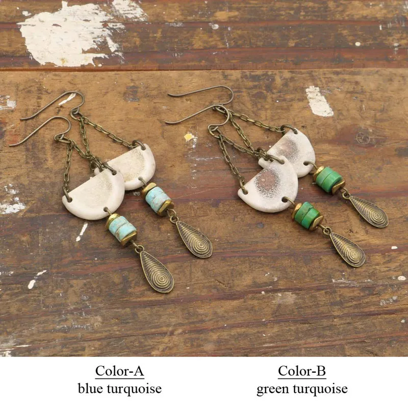 Antler Turquoise Chain Earrings