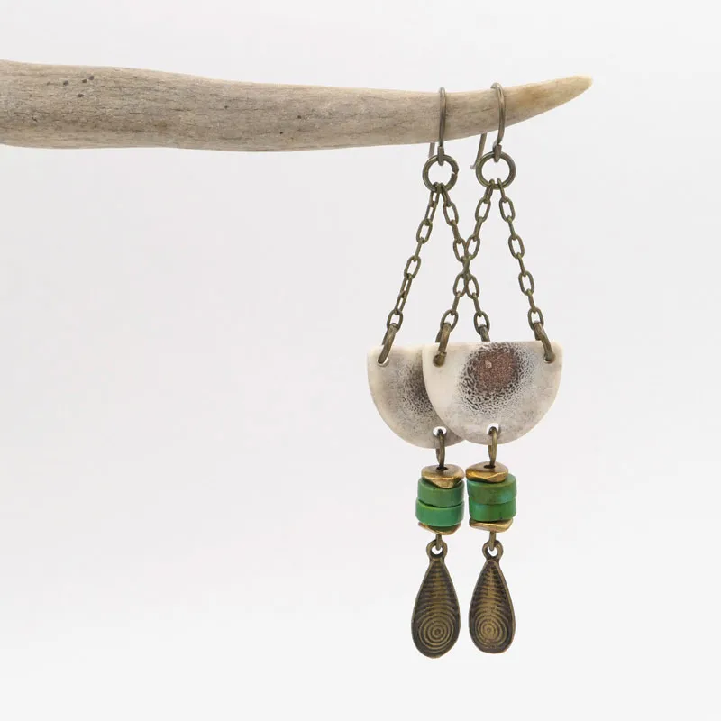Antler Turquoise Chain Earrings