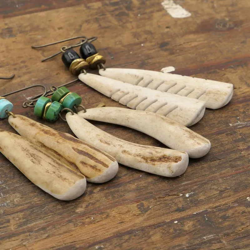 Antler Tip Long Bar Earrings