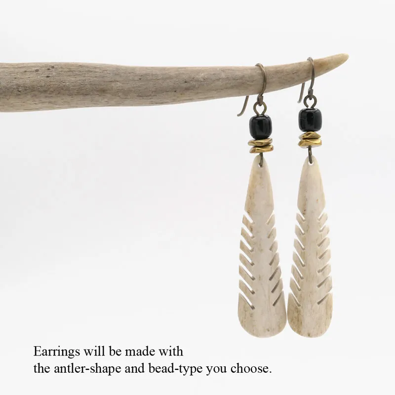 Antler Tip Long Bar Earrings