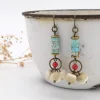 Turquoise Antler Cube Earrings