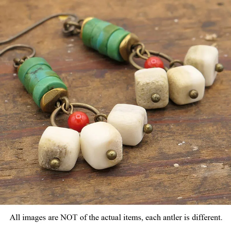Turquoise Antler Cube Earrings