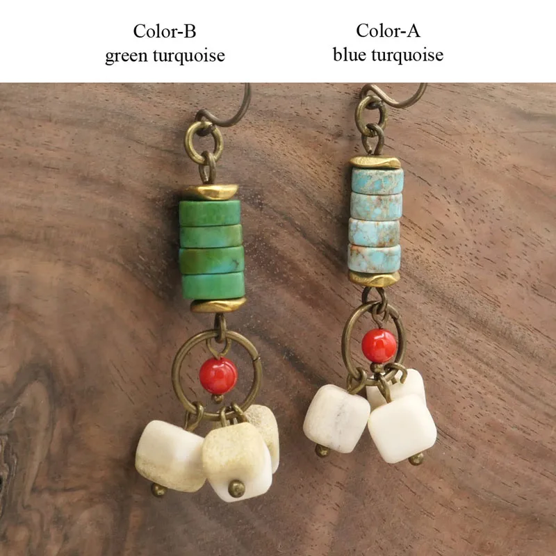 Turquoise Antler Cube Earrings