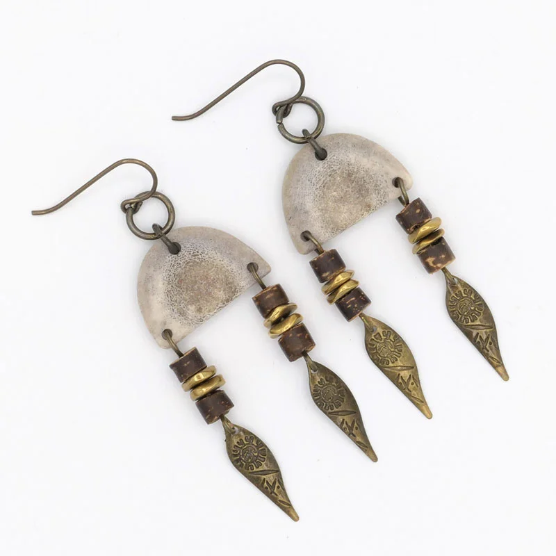Tribal Inspired Antler Dangle Earrings