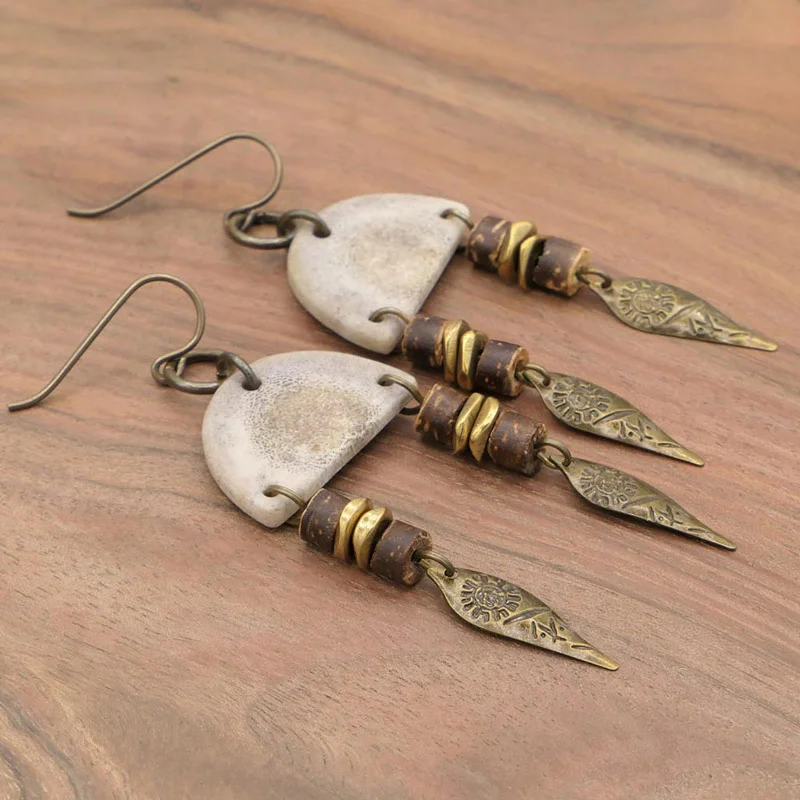Tribal Inspired Antler Dangle Earrings