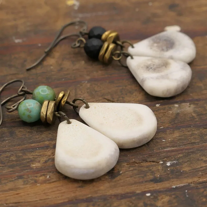 Teardrop Antler Gemstone Earrings