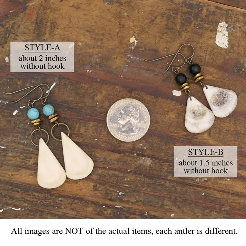 Teardrop Antler Gemstone Earrings