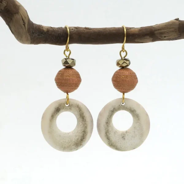 Round Antler Open Circle Earrings