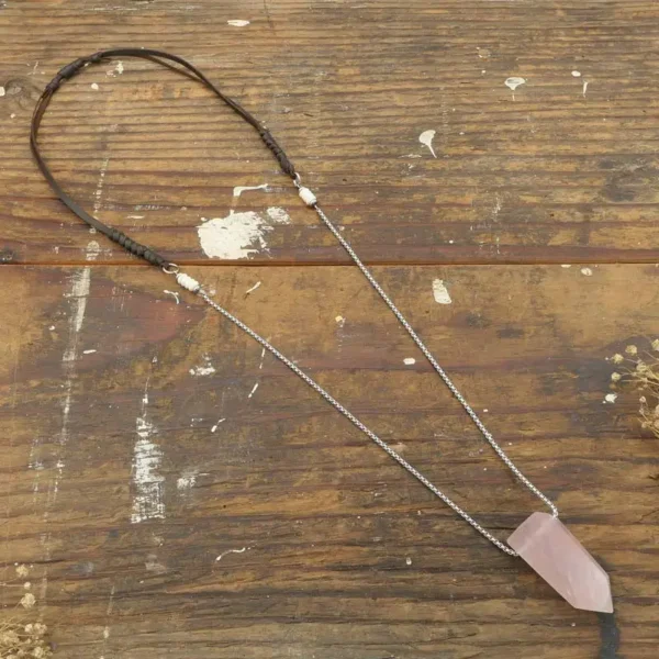 Crystal Necklace Rose Quartz Flower Agate