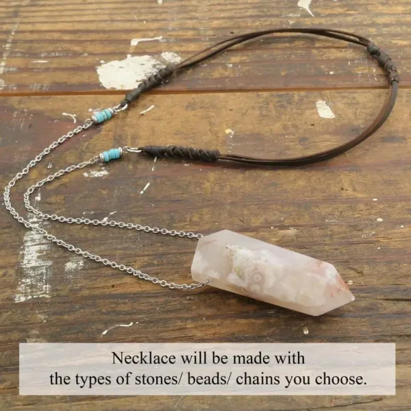 Crystal Necklace Rose Quartz Flower Agate
