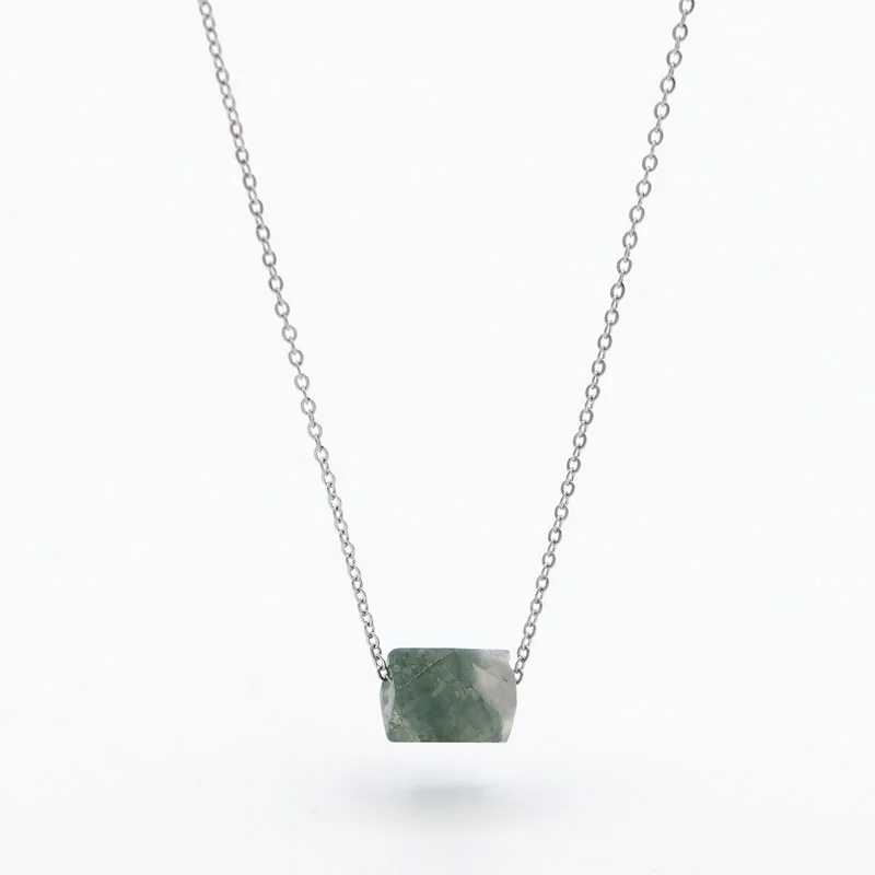 Moss Agate Necklace Dainty Gemstone