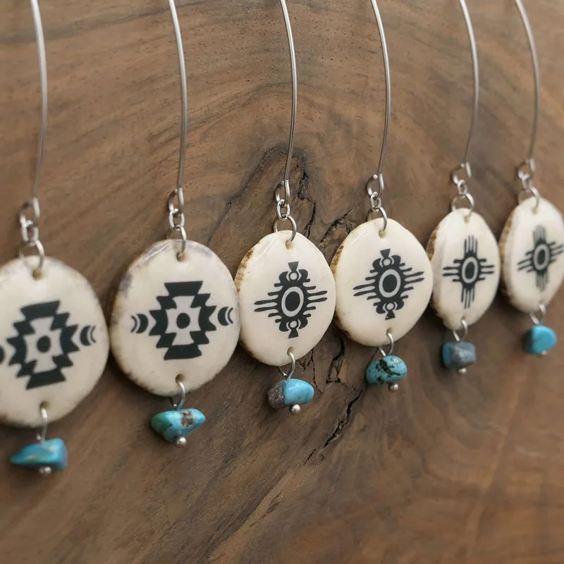 Antler Turquoise Dangling Earrings