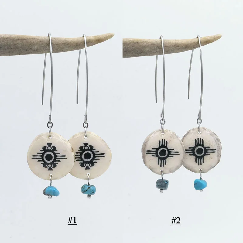 Antler Turquoise Dangling Earrings