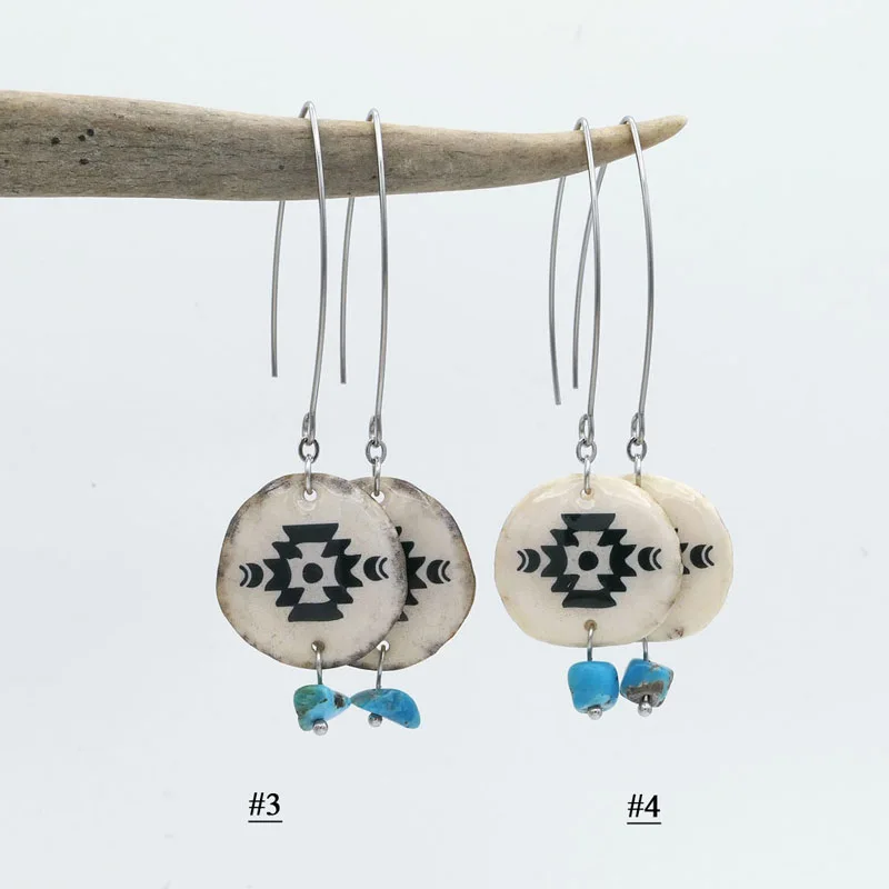 Antler Turquoise Dangling Earrings