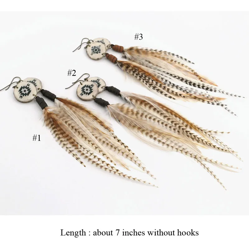 Real Feather Antler Long Earrings