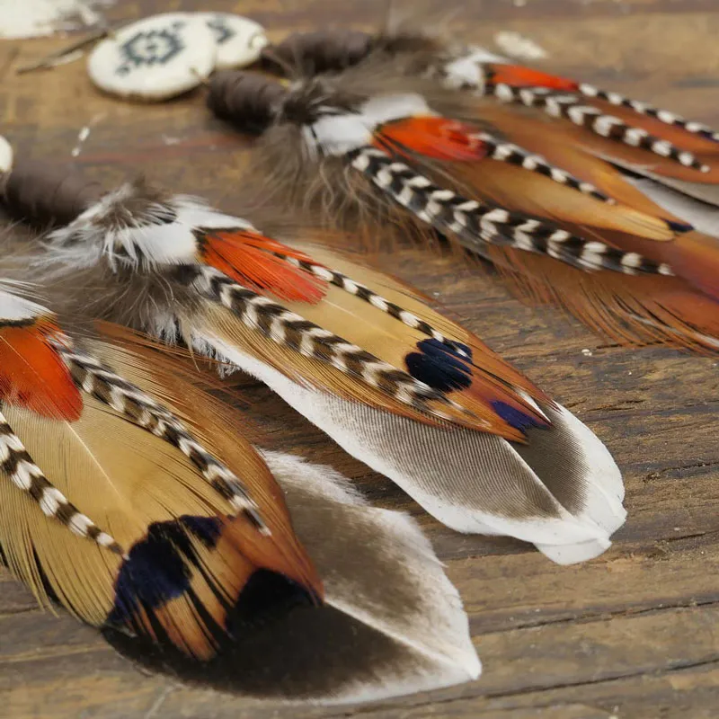Feather Aztec Antler Charm Earrings