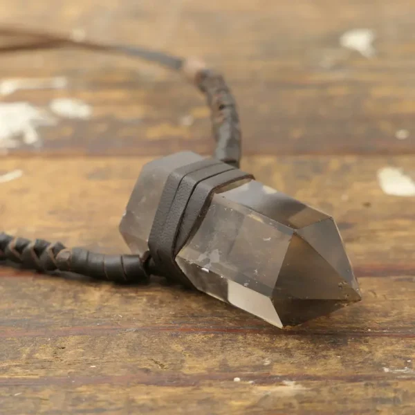 Smoky Quartz Leather Necklace
