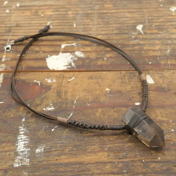 Smoky Quartz Leather Necklace