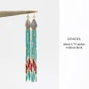Beaded Long Fringe Antler Earrings