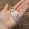 Fringe Hoop Beaded Earrings Purple