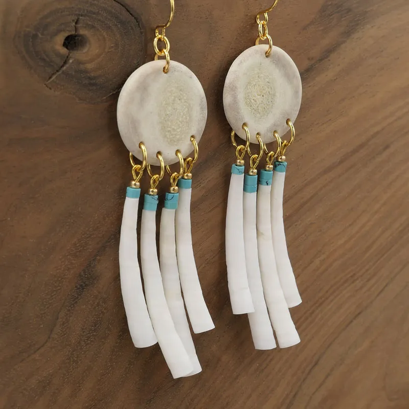 Dentalium Shell Geometrical Earrings