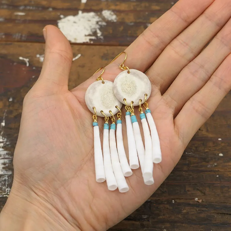Dentalium Shell Geometrical Earrings