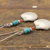 Turquoise Antler Long Earrings