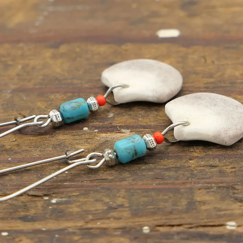 Turquoise Antler Long Earrings
