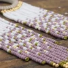 Fringe Hoop Beaded Earrings Purple