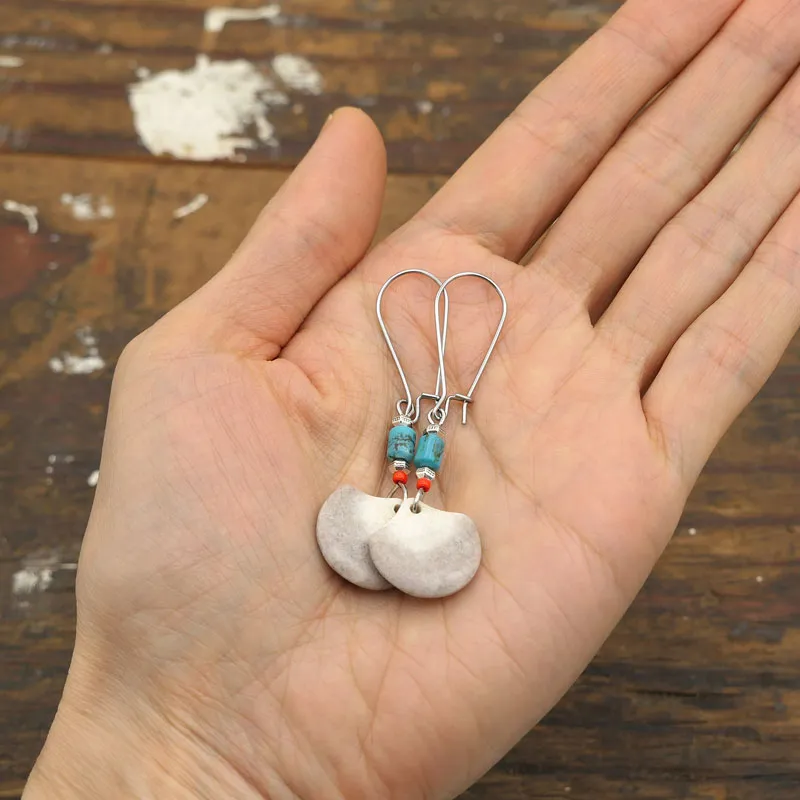 Turquoise Antler Long Earrings